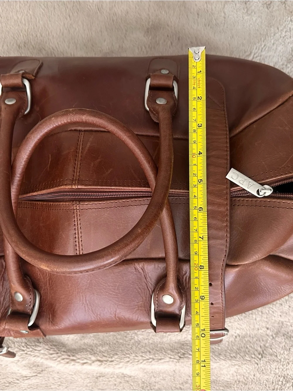 Brown Leather Weekender Duffel Bag